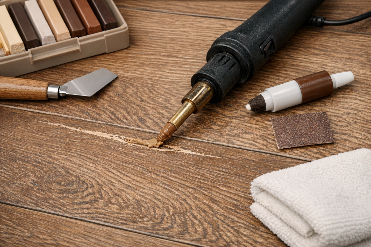Laminat ausbessern: Kratzer und Dellen selbst reparieren